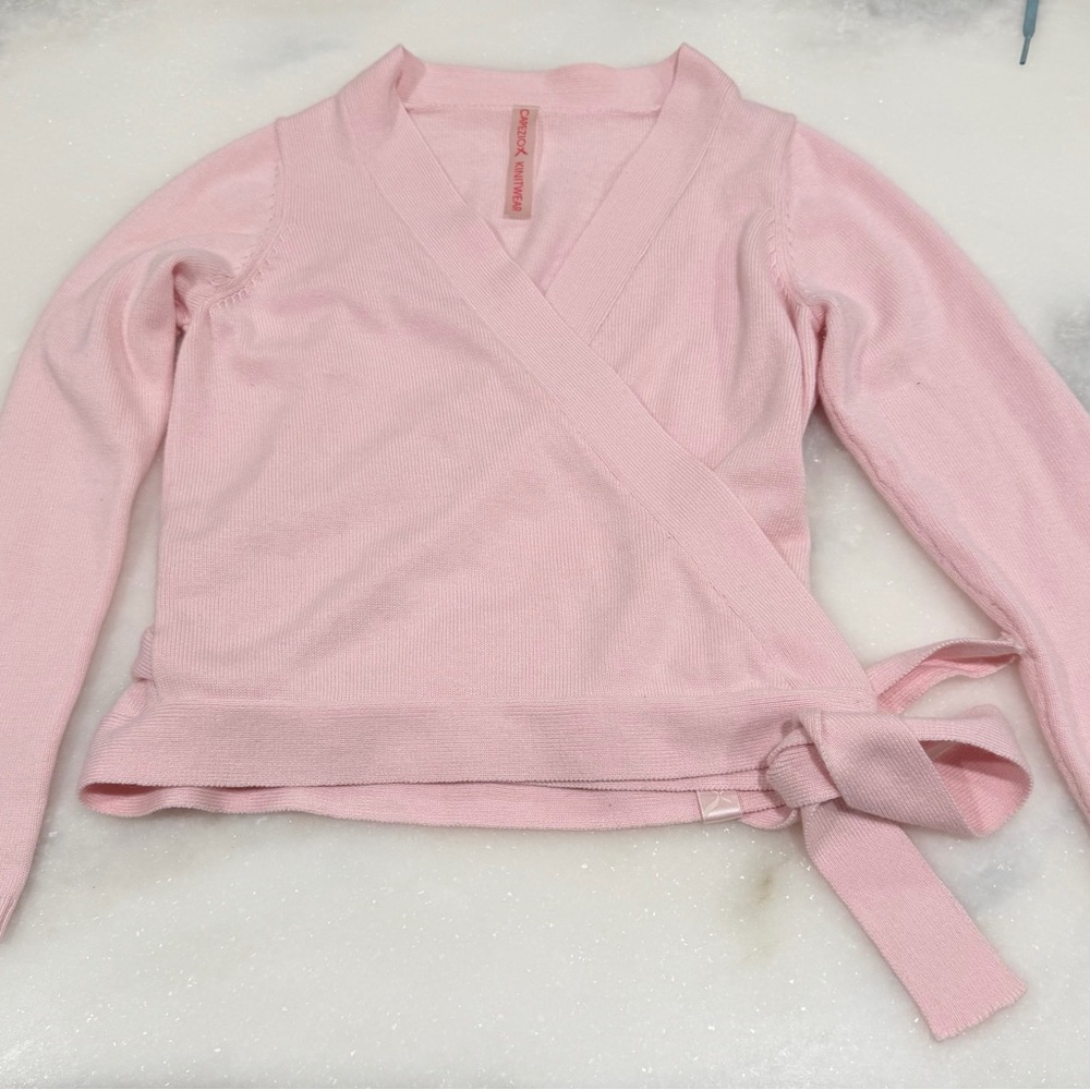 Capezio Knitwear Pink Wrap Sweater Size Youth M Ballet Dance Cardigan